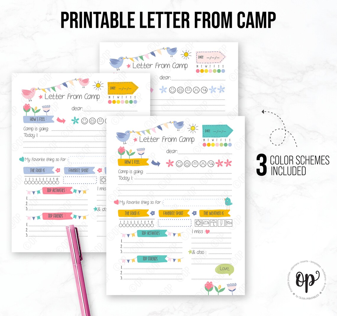 PRINTABLE Letter From Camp Template Cute Summer Camp - Etsy
