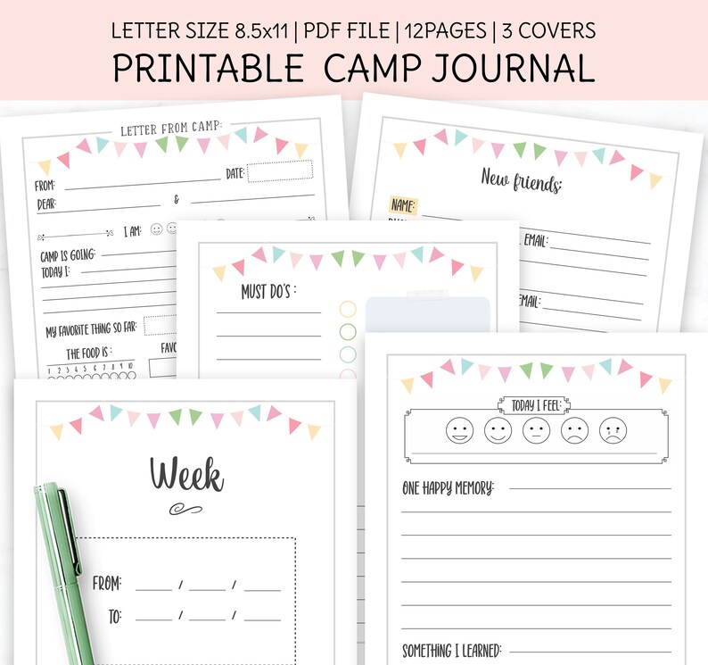 Summer Camp Journal,letter From Camp Template, Summer Camp Stationery ...