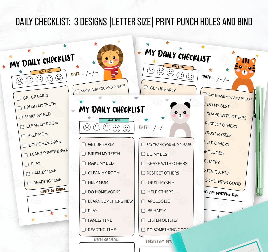 PRINTABLE Checklist for Kids , Editable to Do List, Daily Planner ...