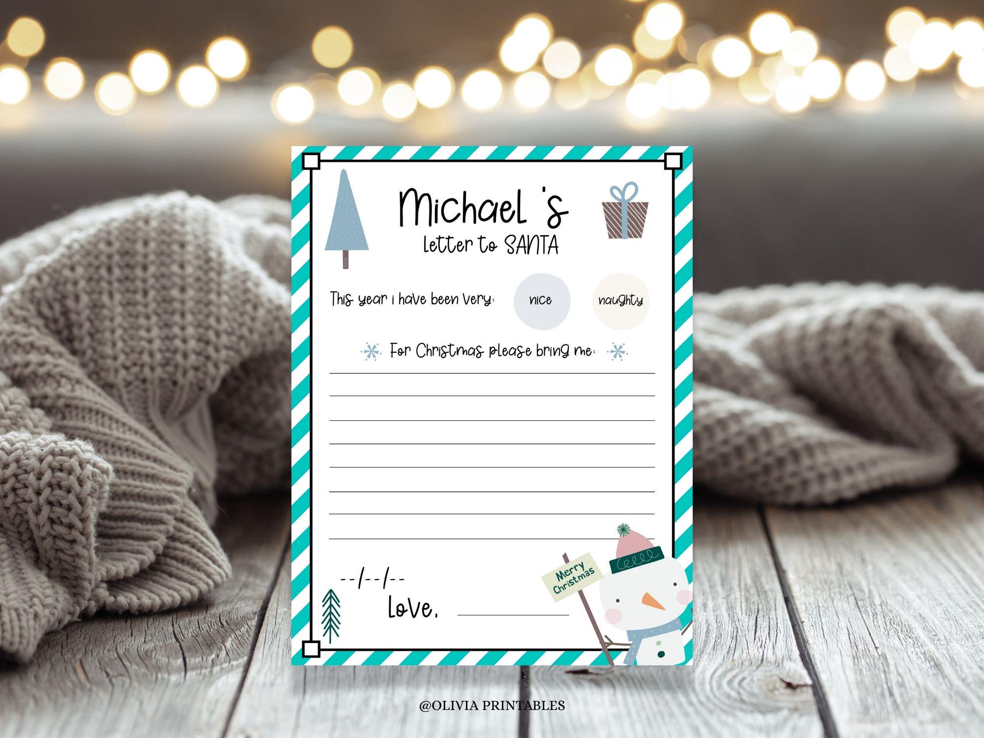 Editable Letter to Santa Template | Personalized Kids Christmas Wish ...