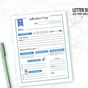 Printable Letter From Camp • Kids Summer Camp Stationery • Camper Note Template • Boys & Girls • Instant PDF image 3