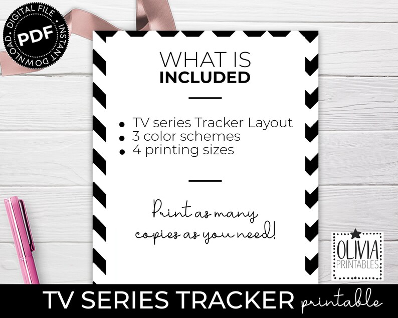 TV Show Tracker Planner Insert TV Series Tracker Printable Etsy