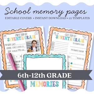 PRINTABLE School Memory Book, 6th-12th grade, Middle School, High School Students, Teenagers Book, Kid’s  First and Last Day of School