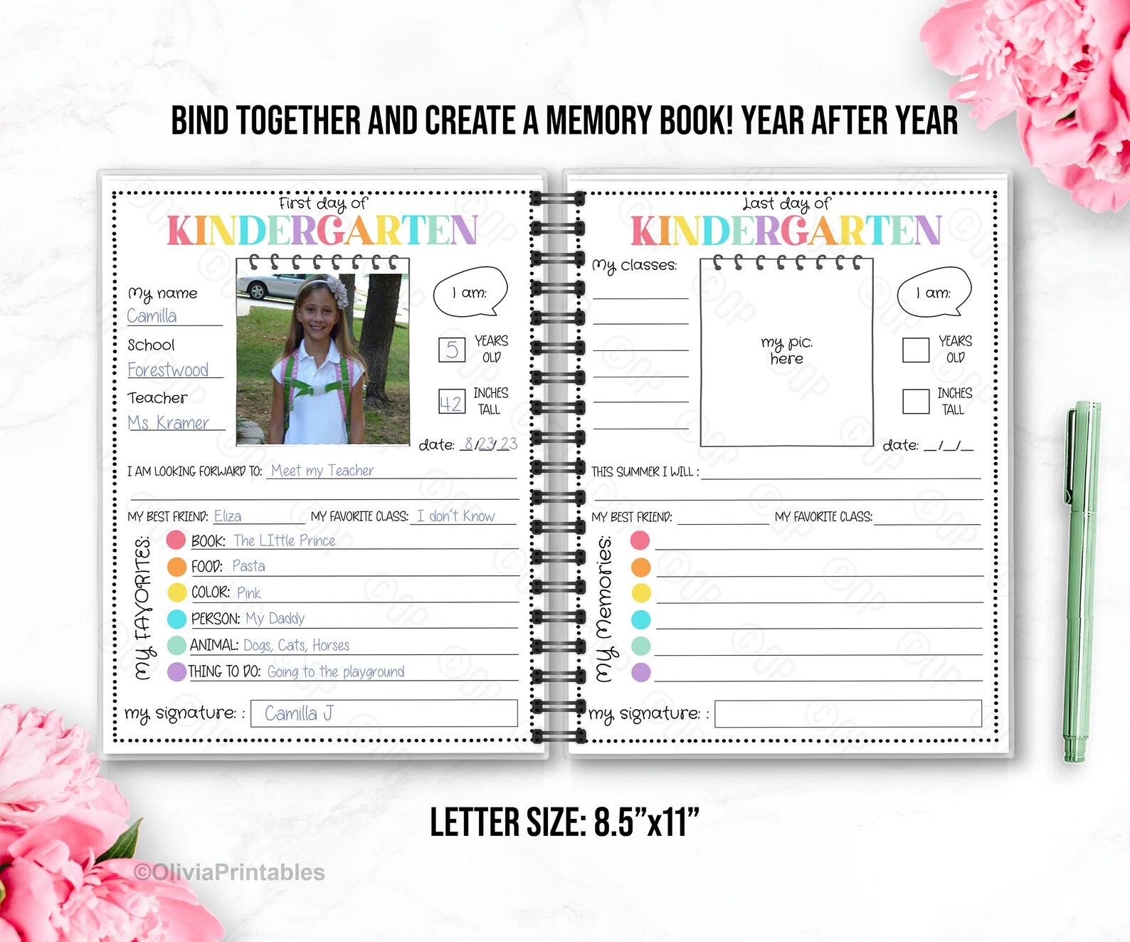 EDITABLE First and Last Day of School, All About Me, School Memory Book