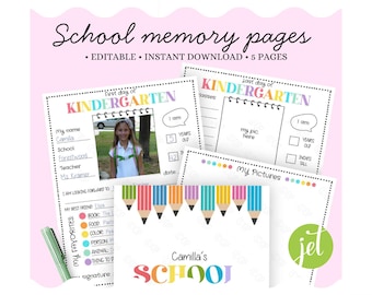 EDITABLE First and Last Day of School, All about Me, School Memory Book, Printable Memory Book, K-12 Boy and Girl, Kids Back to School