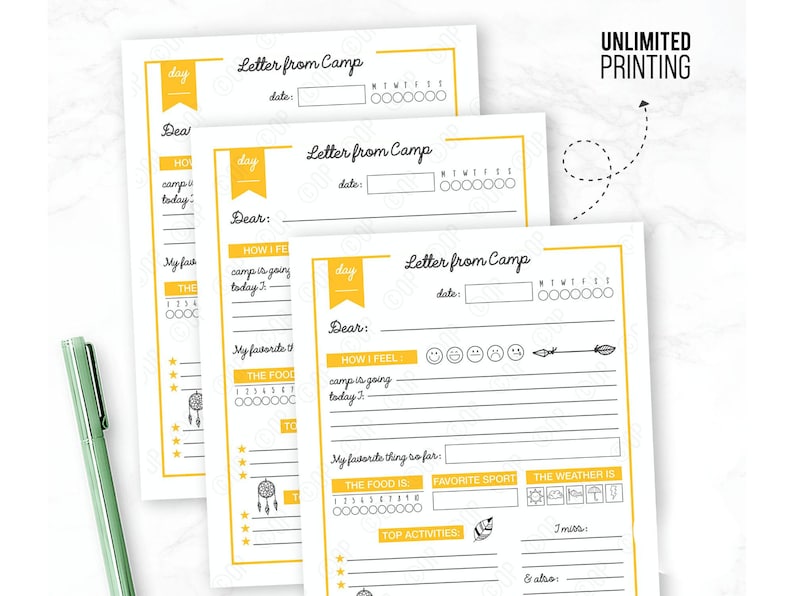 Printable Letter From Camp • Kids Summer Camp Stationery • Camper Note Template • Boys & Girls • Instant PDF image 6