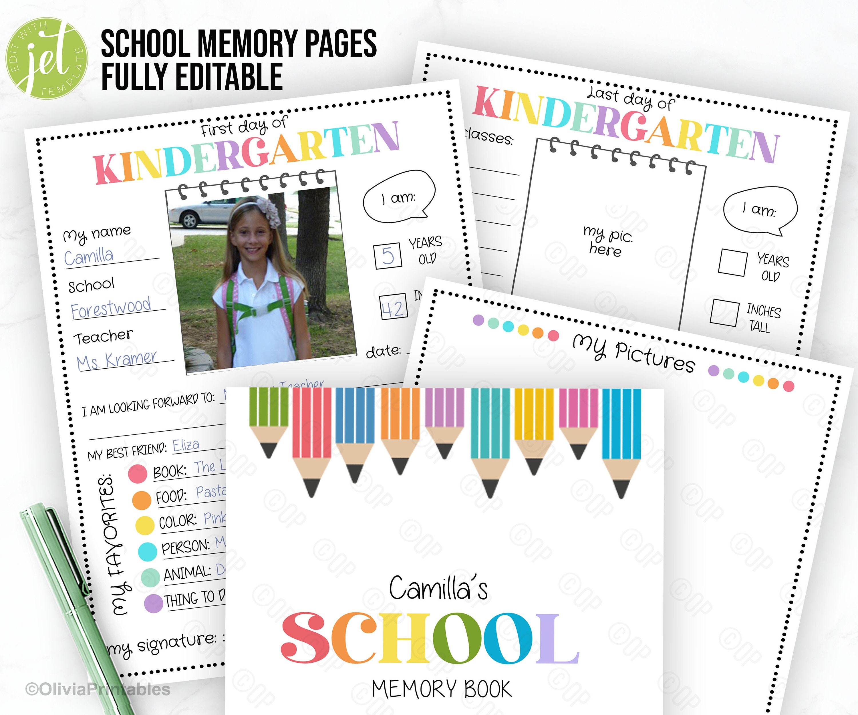 EDITABLE First and Last Day of School, All about Me, School Memory Book, Printable Memory Book, K-12 Boy and Girl, Kids Back to School