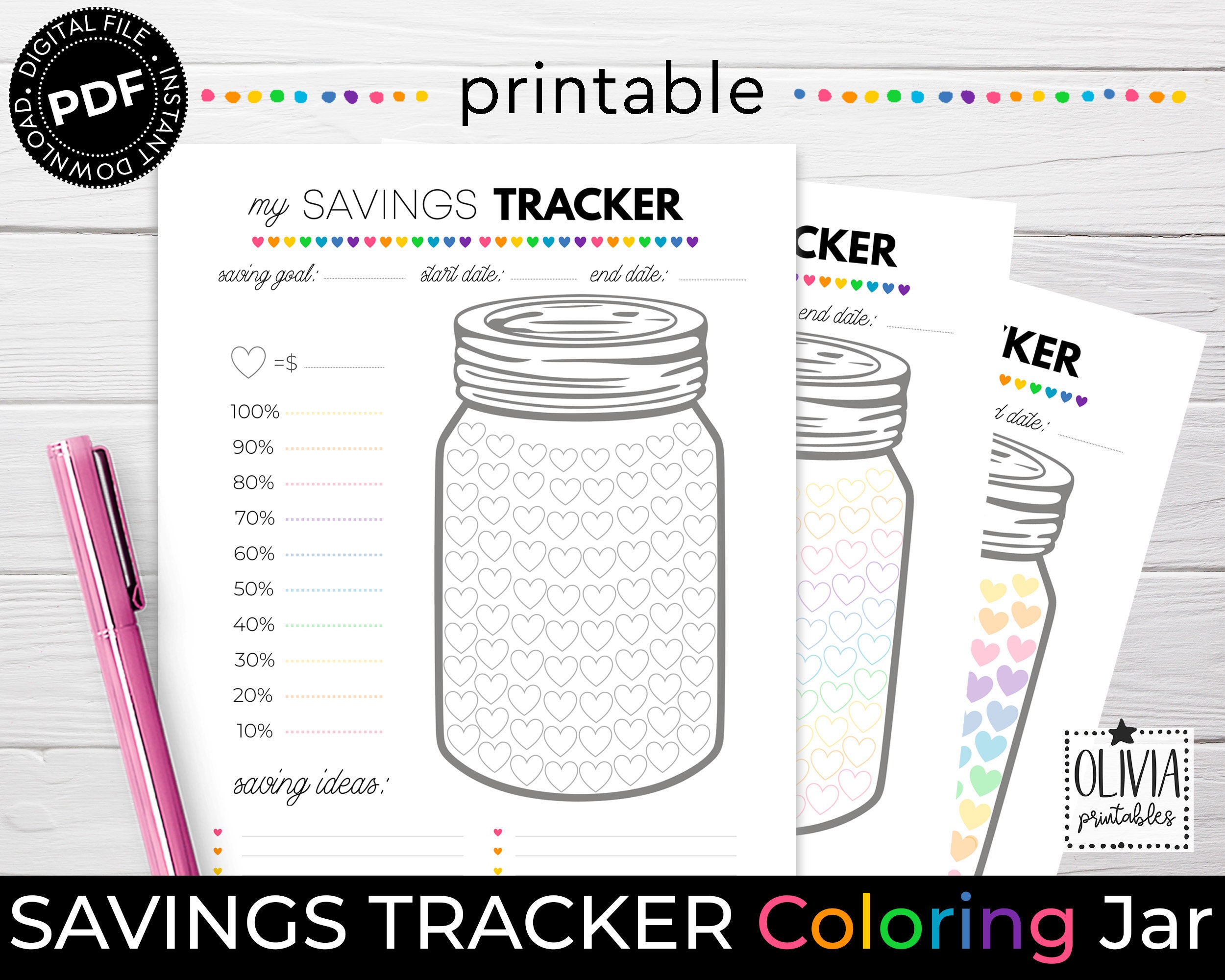 PRINTABLE Savings Tracker Money Jar Insert Savings Template Etsy PRINTABLE Savings Tracker Money Jar Insert Savings Template Etsy