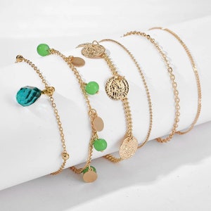 Boho Emerald 6 Bracelets Stack Comes In Gift Box