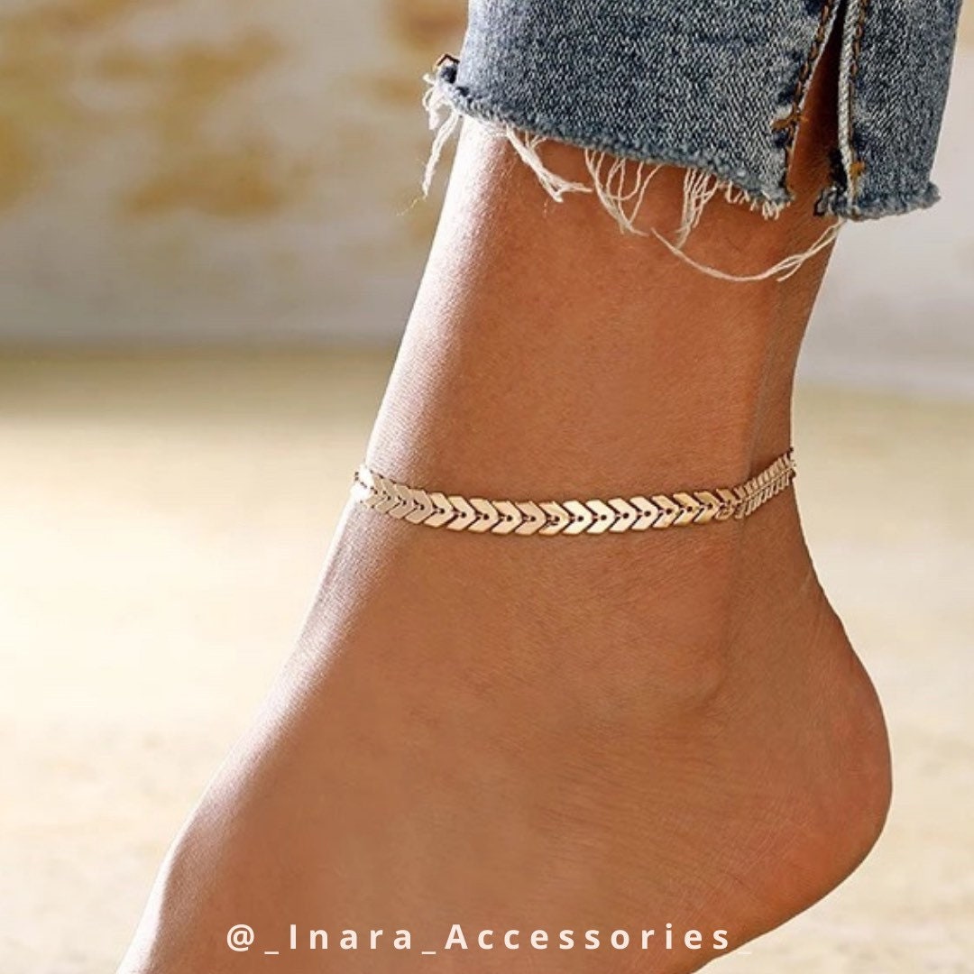 Lara Link Ankle Bracelet Boho Arrow Anklet Adjustable Chain Foot