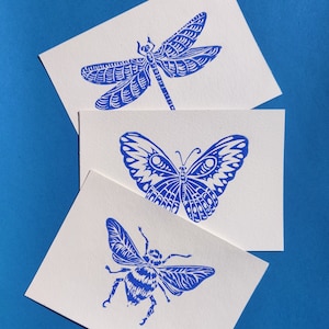 Set of 3 linocuts Insects