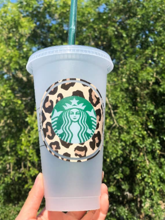 Leopard Starbucks Cup | Leopard Print Ring Around the Starbucks Logo |  Personalized Name on the Back. - Etsy