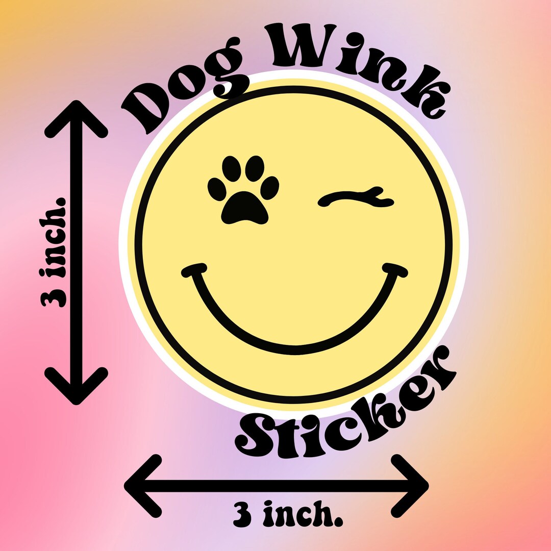 Dog Wink Sticker | Happy Face | Dog Sticker |custom Dog Sticker |dog ...