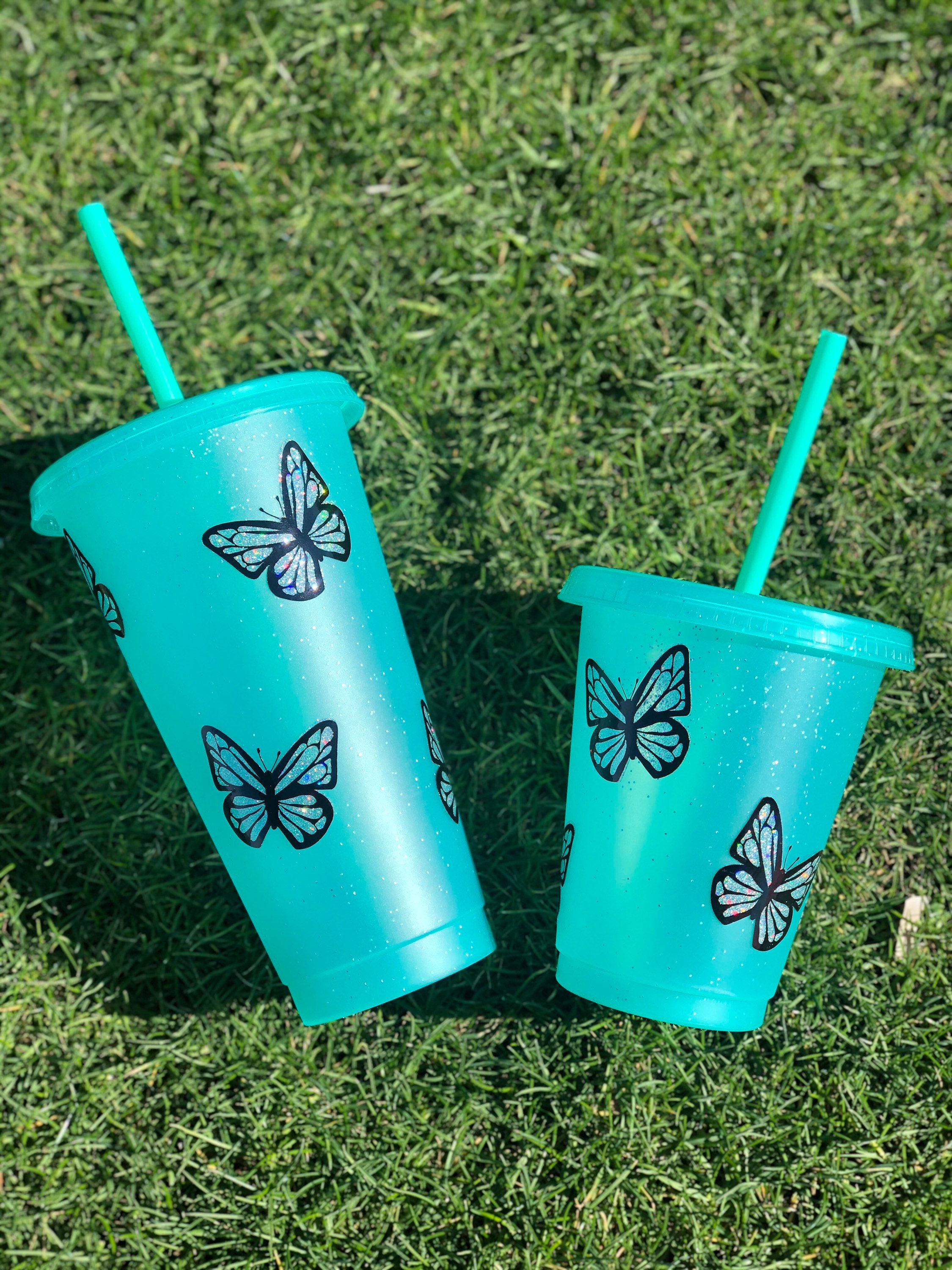 Butterfly cup Custom Cup with Straw Custom Butterfly cup Etsy