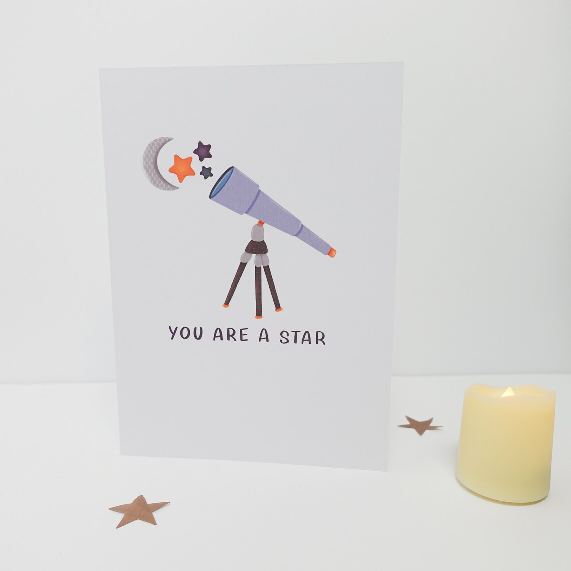 Telescope Greetings Card You are a Star Gift Card Birthday Etsy