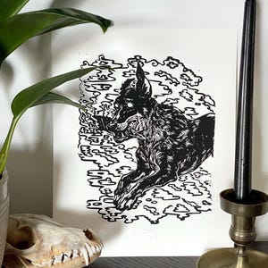 Riot Dog Handmade Linocut Print - 20% of Proceeds Donated to ACLU