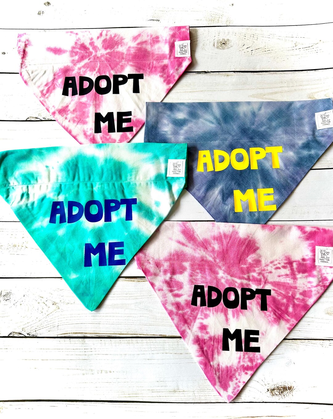 Custom Tie Dye Adopt Me Dog Bandana Unique Pet Scarf Choose Your Colors