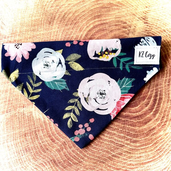 Floral Dog Bandana Cottage Core Theme Pet Scarf Spring Flowers Dog Neckerchief Rustic Country Chic Puppy Accessory Garden Inspired Dog Gift