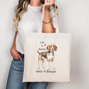 Beagle Lover Canvas Tote Bag Dog Breed Gift Idea New Puppy Mom Dog Park Accessory Eco Friendly Dog Lover Shopping Bag Doggy Daycare Carryall