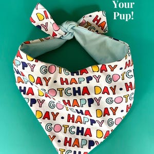 Happy Gotcha Day Dog Bandana Colorful Pet Adoption Anniversary Gift Puppy Scarf Animal Rescue Outfit Puppy Celebration Day Photo Accessory