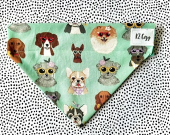 Funny Dog Bandana Sunglasses Print Stylish Pet Accessories Unique Dog Scarf Trendy Puppy Neckwear Dog Lover Gift Idea Spring Pet Fashion