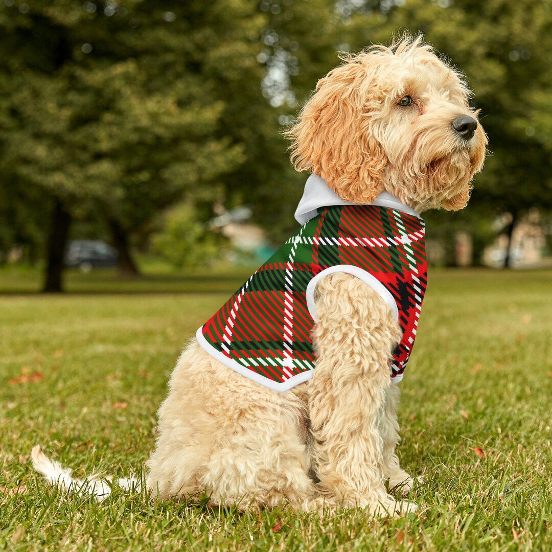 Plaid Christmas Pet Hoodie Festive Holiday Sweater for Dog Cat Winter