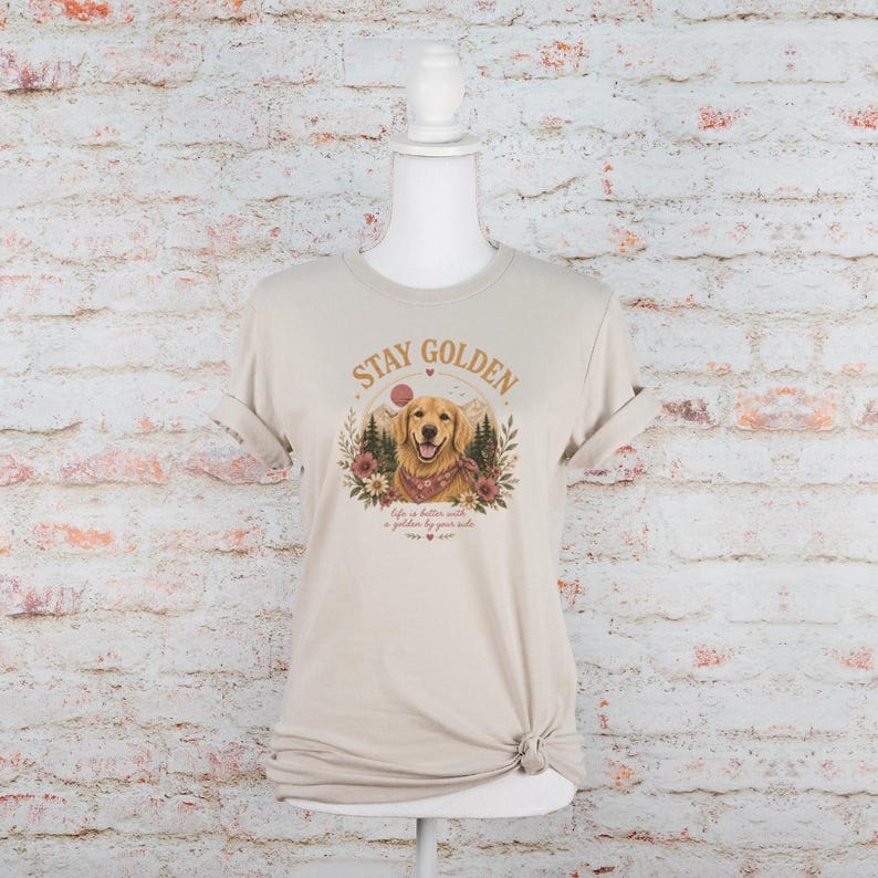 Stay Golden Retriever Shirt Boho Dog Mom Tshirt Floral Graphic Tee ...