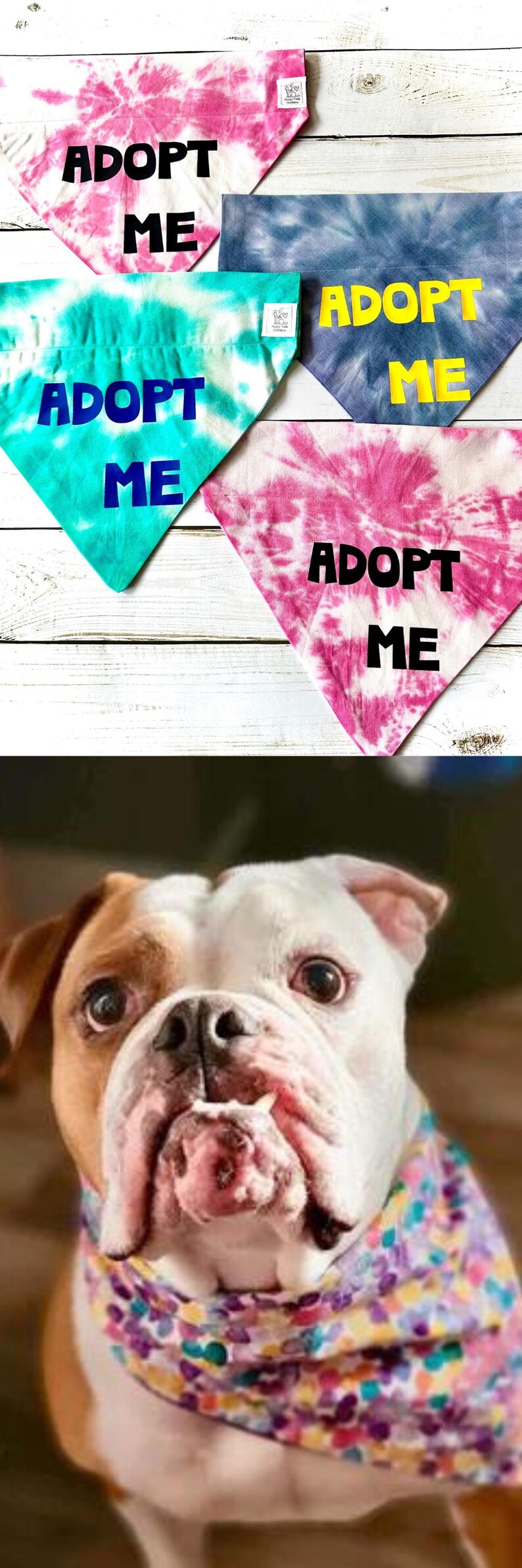 Custom Tie Dye Adopt Me Dog Bandana Unique Pet Scarf Choose Your Colors
