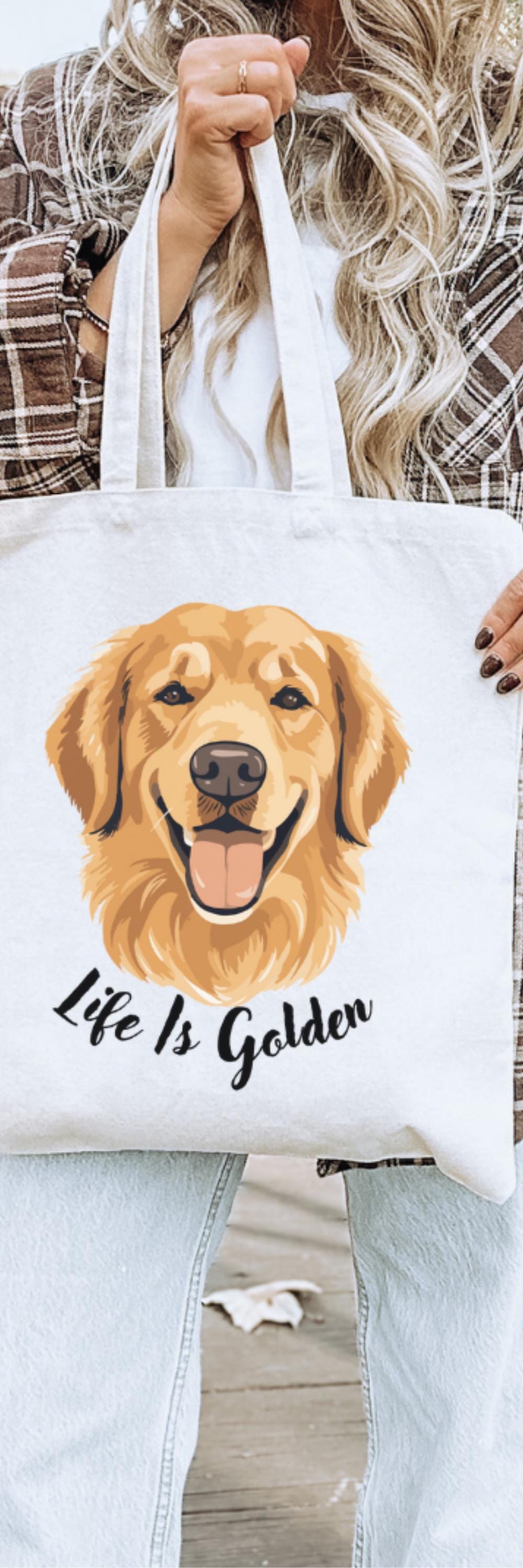 ゴールデンレトリバー キャンバストートバッグ：環境に優しい犬好きへ