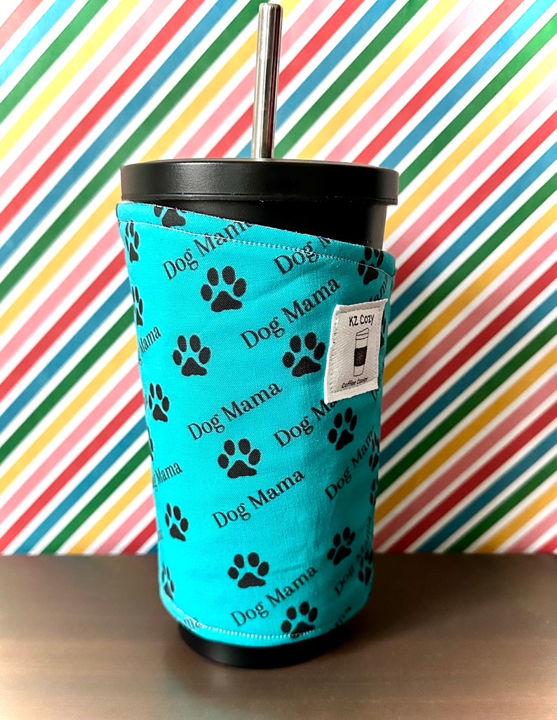 Dog Mama Coffee Cozy Custom Cup Sleeve for Pet Moms Personalized Beverage Cup Holder for Dog Lovers New Puppy Mom Gift Idea For Iced Coffee