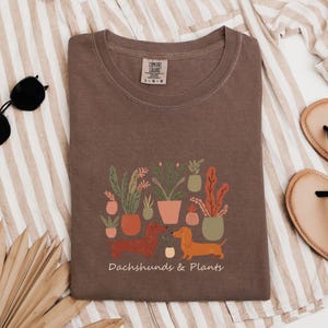 Dachshund Plants T-Shirt Doxie TShirt Dog Park Apparel Comfort Colors Boho Plant Lover Tee Garden Enthusiast Outfit Botanical Inspired