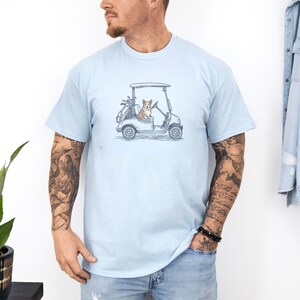 Corgi Dad Golf T-Shirt Dog Father Gift Idea Outdoor Sports Enthusiast Apparel Pembroke Welsh Corgi Dog Breed Theme Present For Golfer