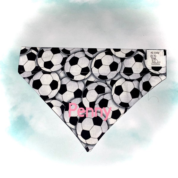 Custom Soccer Dog Bandana Personalized Dog Mom Gift Pet Accessory Soccer Themed Puppy Apparel Sports Mascot Unique Gift Idea for Sporty Dogs