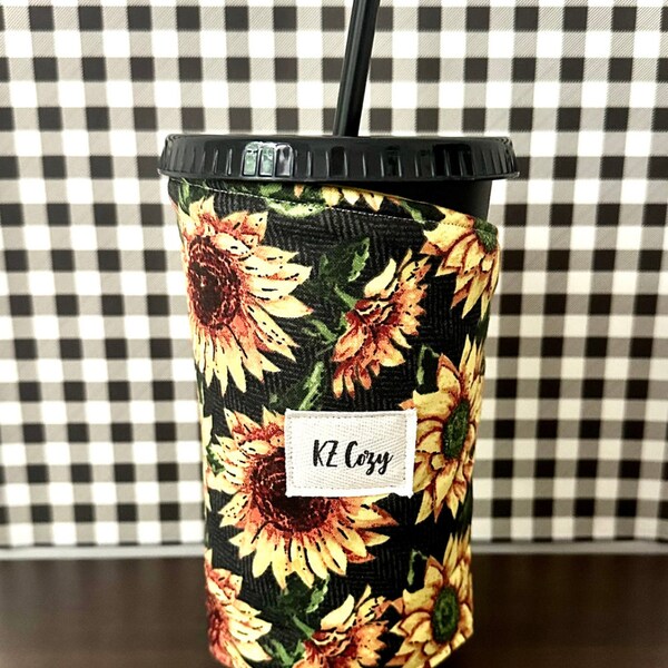 Sunflower Iced Coffee Cozy Floral Drink Koozie Gift For Best Friend Garden Themed Present Sunflower-Themed Cup Accessory Reusable Beverage