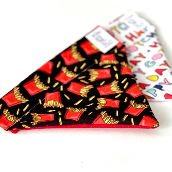 French Fries Dog Bandana Best Foodie Gift Funny Pet Neckwear Fast Food Inspired Puppy Scarf Present  Restaurant Inspired Animal Accessory