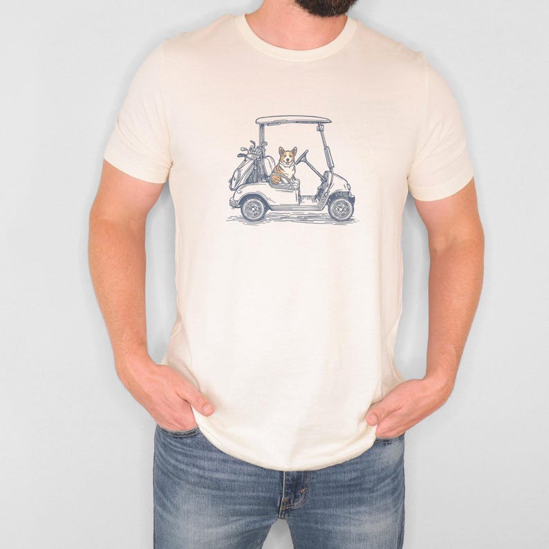 Corgi Dad Golf T-Shirt Dog Father Gift Idea Outdoor Sports Enthusiast Apparel Pembroke Welsh Corgi Dog Breed Theme Present For Golfer