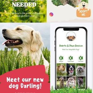 Animal Rescue Instagram Story Templates Canva Editable Social Media Kit for Pet Adoption Events Fundraisers Marketing Tools Adoptable Pets