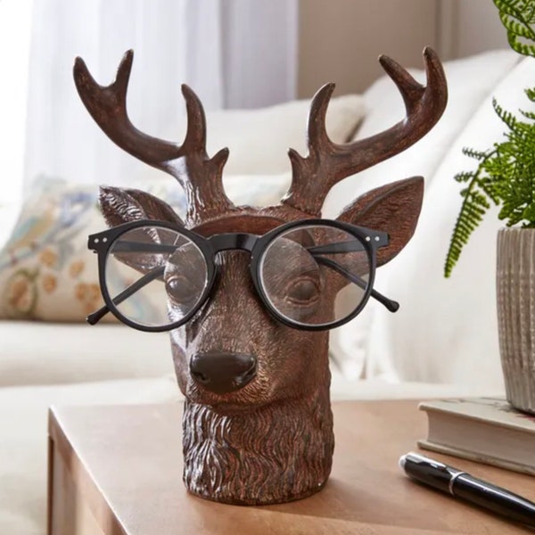 Stag Reading Glasses Stand Holder Pencil Storage Desk Ornament