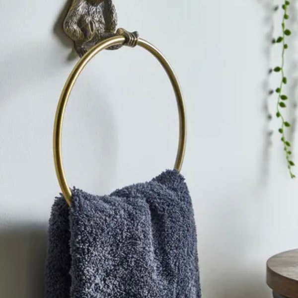 Antique Bronze Monkey Shaped Towel Holder Ring Bathroom Accessory