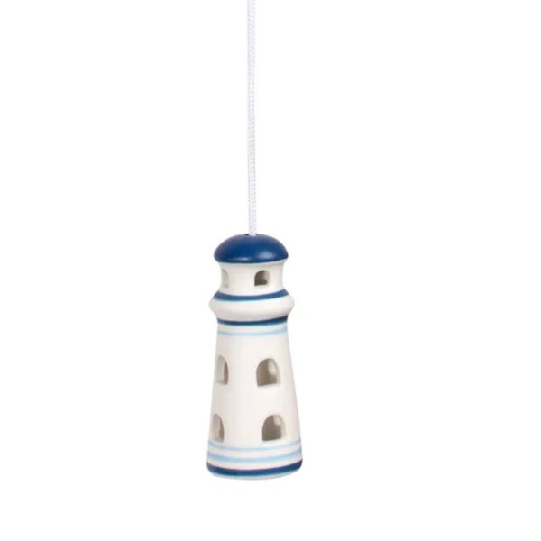 Ceramic Lighthouse White Light Cord Pull