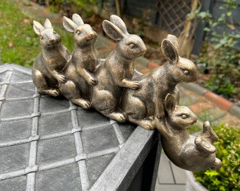 Rusty Rabbit Indoor Outdoor Ornament Garden Deco Antique Bronze Colour Can Be Indoors