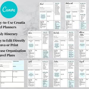 Croatia Travel Templates | Printable Travel Planner | Travel Organizer | Vacation Planner