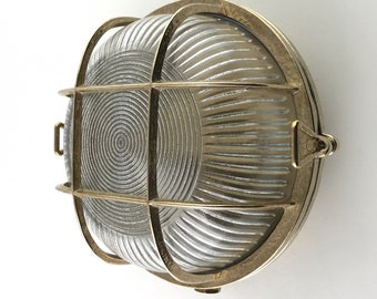 Solid Brass Bulkhead Wall Outdoor Indoor Light Industrial Style ATHENA