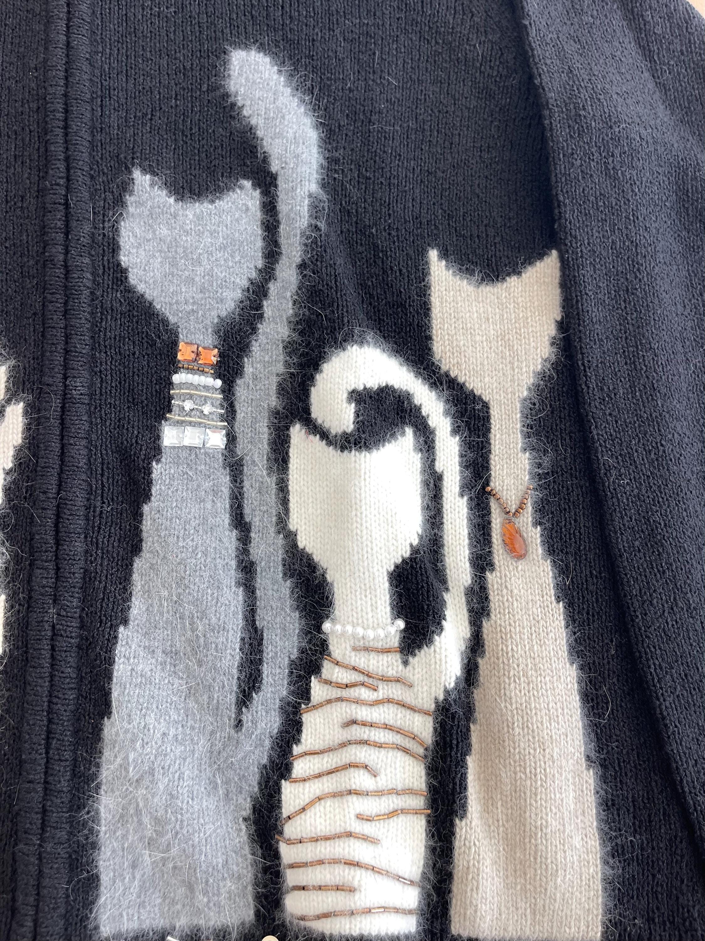 Cardigan Coldwater Creek Noir Et Blanc à Boutons Grenouille - Taille L, Excellent état