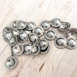 Vintage Concho Southern Style Link Belt Silver Tone Etched Metal