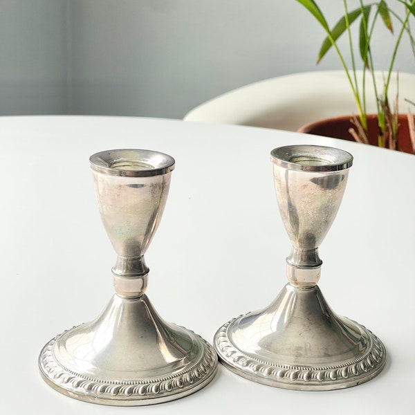 Vintage Duchin Creation Sterling Silver Weighted Candle Holders Pair