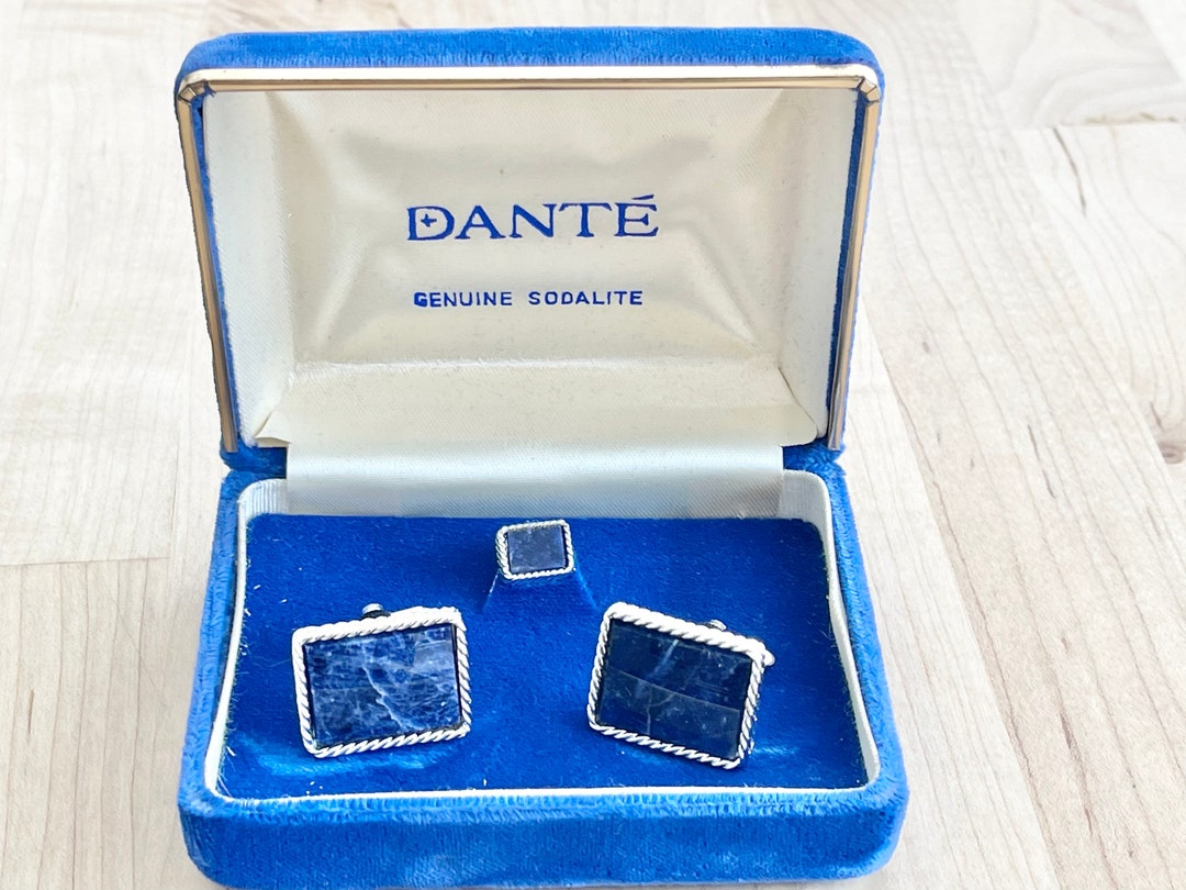 Vintage Dante Genuine Sodalite Cufflinks & Tie Tack Set Etsy