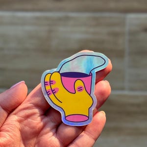 Koffie holografische sticker, kawaii sticker, coole stickers, stickers voor hydroflask, laptop sticker sticker, gestanste sticker