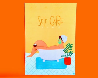 Self Care Time Poster for bathroom decor