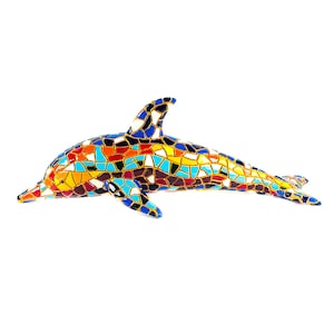 Dolphin 9” Decorative Sculpture Hand Painted. Barcino